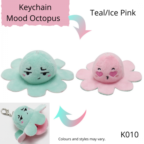 Keychain Mood Octopus teal and ice pink colour